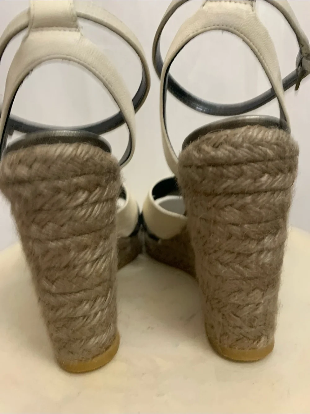 Brunello Cucinelli Espadrille Wedge Platform Crisscross Leather Monilli Beads